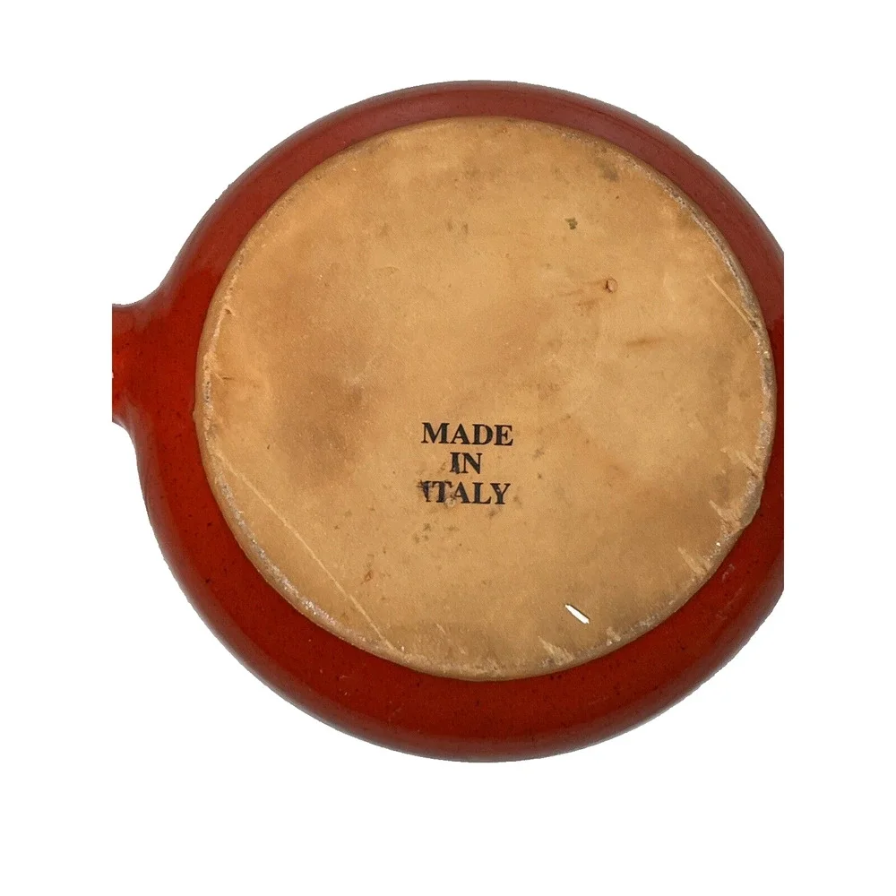 Vintage Italian Stoneware Handled Soup Bowl Red Glazed Crock 6” Made in Italy - Picture 5 of 7